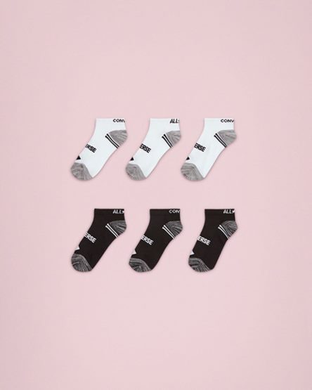 Girls' Converse 6-Pack No-Show Socks Black / White | AU C5960T